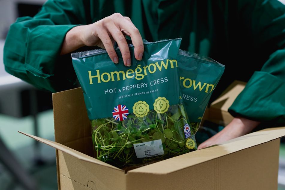 Asda's slightly later entry to this market sees them stock a ‘Homegrown’ range that includes 80g Mixed Salad, 60g Rocket and 80g Hot & Peppery Cress. It is grown by Jones Food Company at its Scunthorpe-based vertical farm.